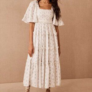 Needle & Thread Bijou Rose Smocked Day Dress in Blue